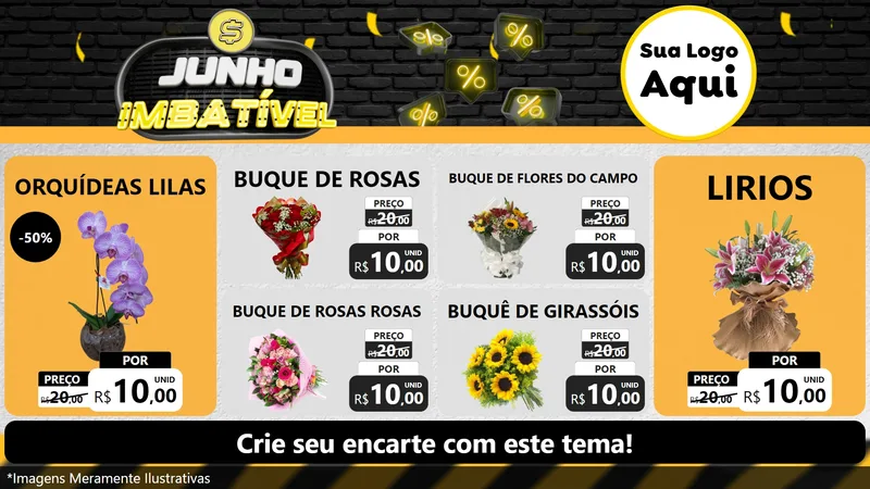 Modelo de TV para TV Horizontal com o tema Junho Imbatível para Floricultura e jardim