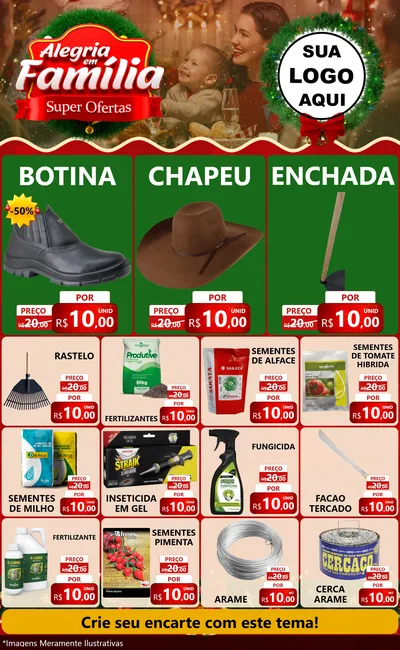 Modelo de Encarte para Encarte Grande com o tema Alegria Em Família - Super Ofertas para Agropecuária