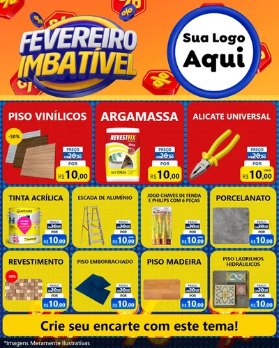 Modelo de Rede Social para Feed Instagram com o tema Fevereiro Imbatível para Material para Construção
