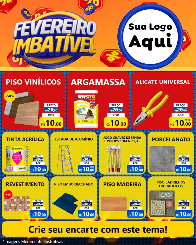 Modelo de Rede Social para Feed Instagram com o tema Fevereiro Imbatível para Material para Construção