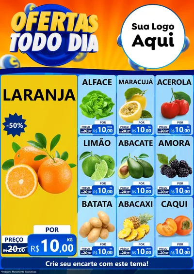 Modelo de Encarte para Encarte A4 Vertical com o tema Ofertas Todo Dia para Hortifrúti