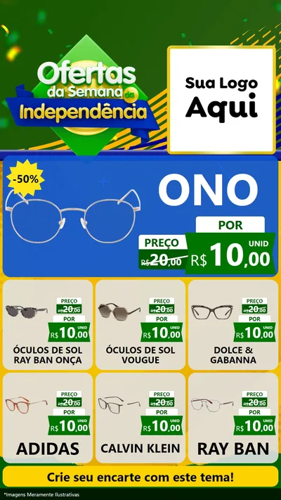 Modelo de Rede Social para Stories com o tema Ofertas da Semana da Independência para Óticas