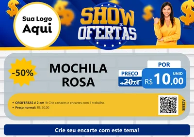 Modelo de Cartaz para Cartaz A4 Horizontal com o tema Show de Ofertas para Papelaria