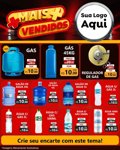 Modelo de Rede Social para Feed Instagram com o tema Mais Vendidos para Água e gás