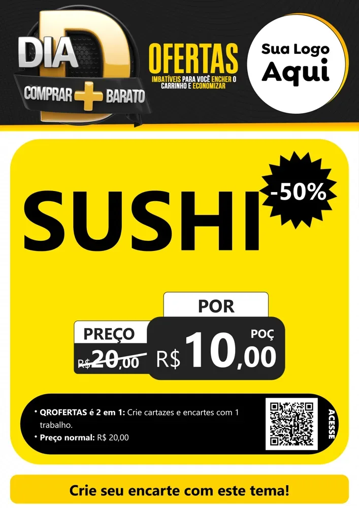Modelo de Cartaz para Cartaz A4 Vertical com o tema Dia D Mais Economia para Comida japonesa