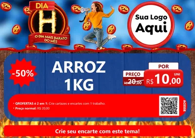 Modelo de Cartaz para Cartaz A4 Horizontal com o tema Dia H - O Dia Mais Barato Do Mês para Supermercado