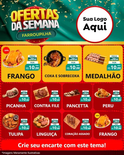 Modelo de Rede Social para Feed Instagram com o tema Ofertas da Semana Farroupilha para Assados