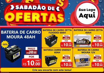 Modelo de Encarte para Encarte A4 Horizontal com o tema Sabadão de Ofertas para Baterias Elétricas