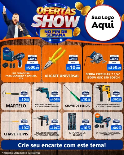Modelo de Rede Social para Feed Instagram com o tema Ofertas Show No Fim De Semana para Maquinas e Ferramentas