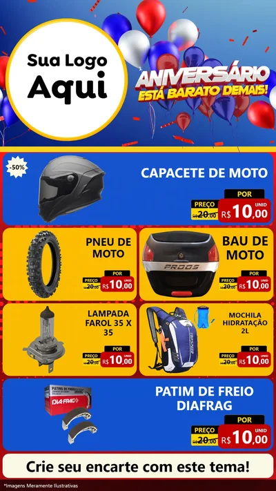 Modelo de TV para TV Vertical com o tema Aniversário para Moto peças