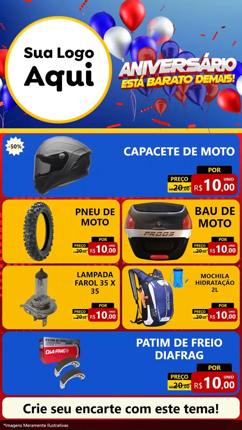 Modelo de TV para TV Vertical com o tema Aniversário para Moto peças
