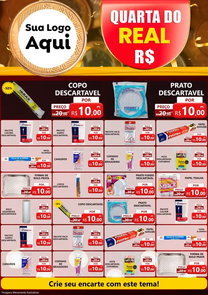 Modelo de Encarte para Encarte A4 Vertical com o tema Quarta do Real para Embalagens