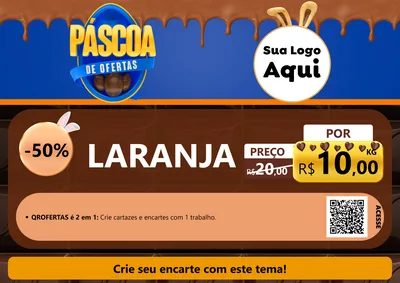 Modelo de Cartaz para Cartaz A4 Horizontal com o tema Páscoa de Ofertas para Hortifrúti