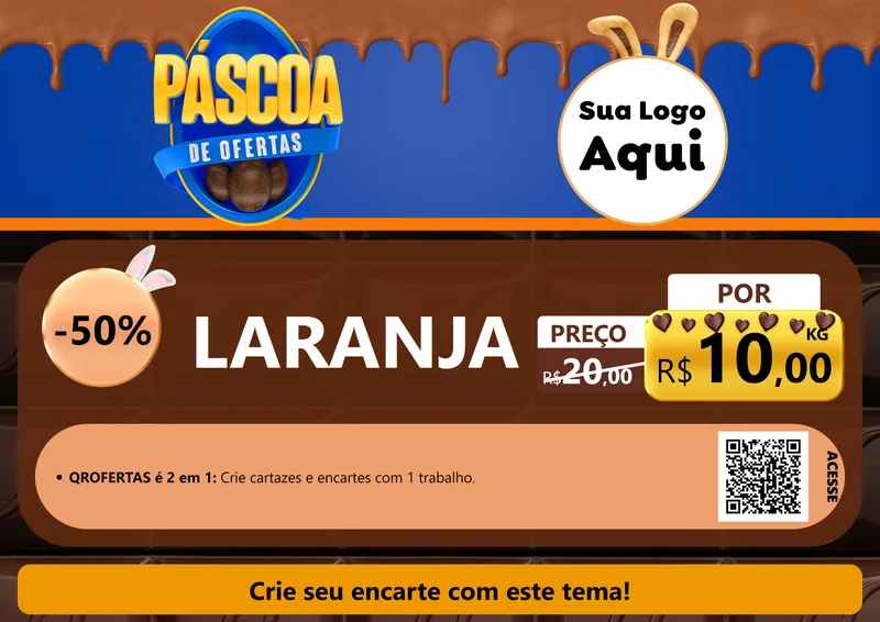 Modelo de Cartaz para Cartaz A4 Horizontal com o tema Páscoa de Ofertas para Hortifrúti