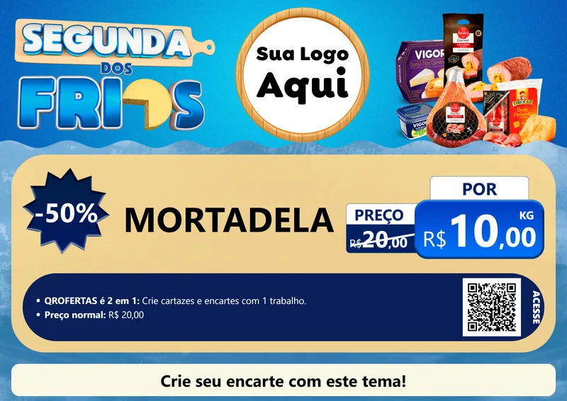 Modelo de Cartaz para Cartaz A4 Horizontal com o tema Segunda dos Frios para Frios e Laticínios