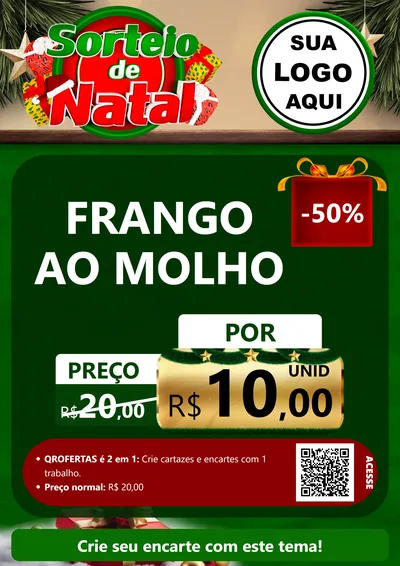 Modelo de Cartaz para Cartaz A4 Vertical com o tema Sorteio de Natal para Restaurante