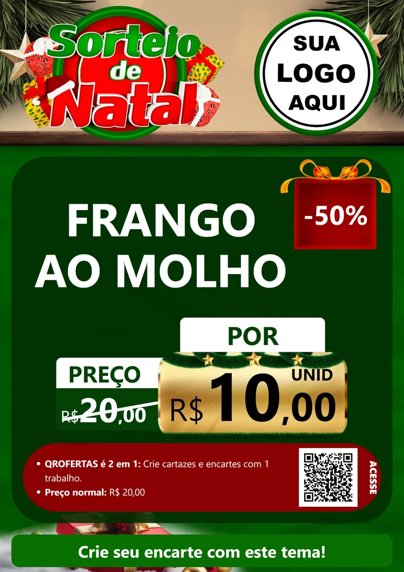 Modelo de Cartaz para Cartaz A4 Vertical com o tema Sorteio de Natal para Restaurante