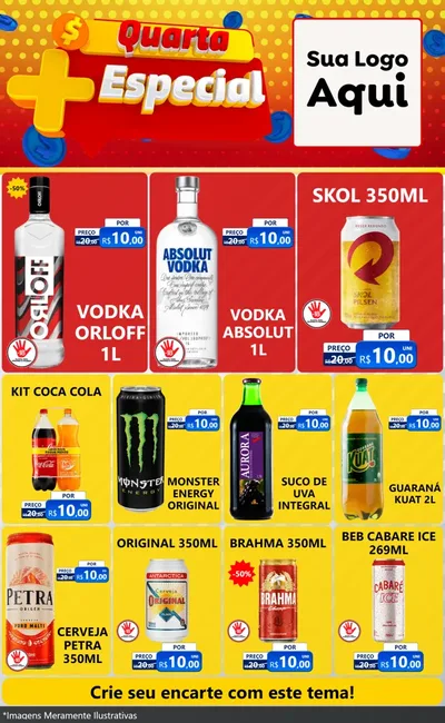 Modelo de Encarte para Encarte Grande com o tema Quarta Mais Especial para Distribuidora de bebidas