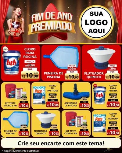 Modelo de Rede Social para Feed Instagram com o tema Fim de Ano Premiado para Produtos para Piscina