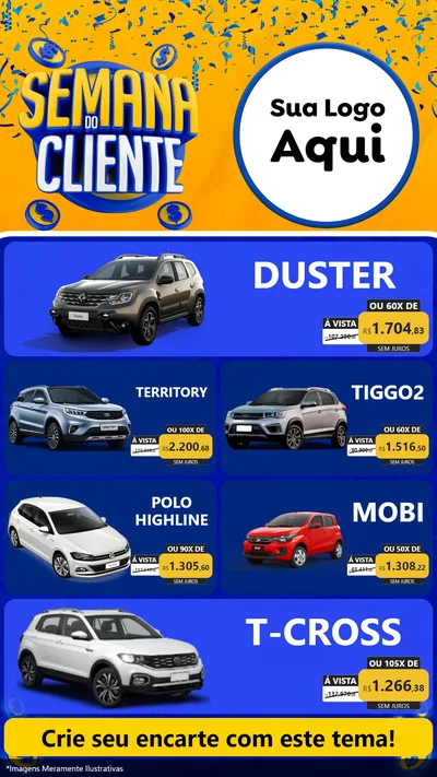 Modelo de TV para TV Vertical com o tema Semana do Cliente para Concessionaria de Carros