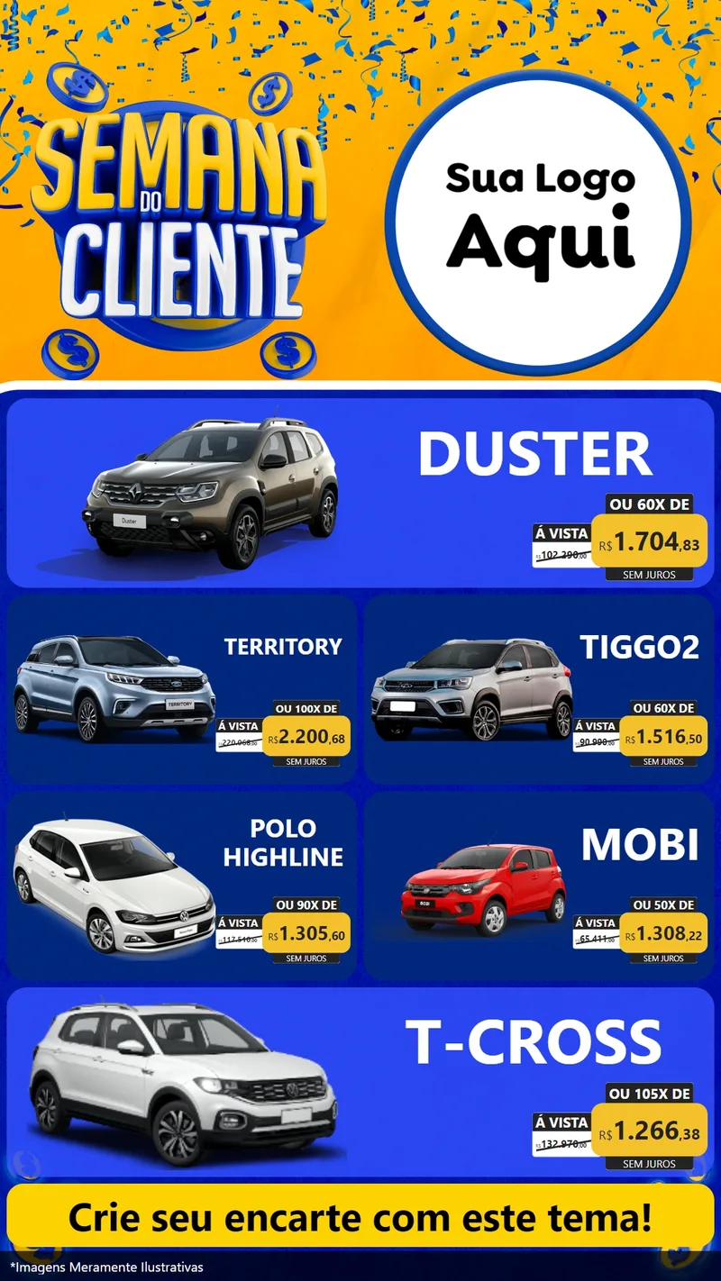 Modelo de TV para TV Vertical com o tema Semana do Cliente para Concessionaria de Carros