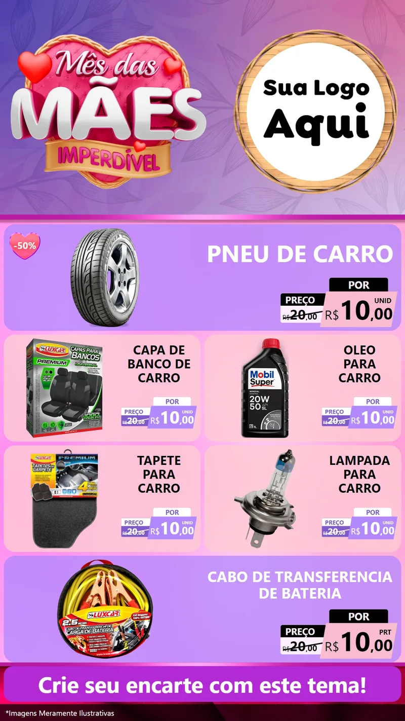 Modelo de TV para TV Vertical com o tema Mês das Mães Imperdível para Auto peças