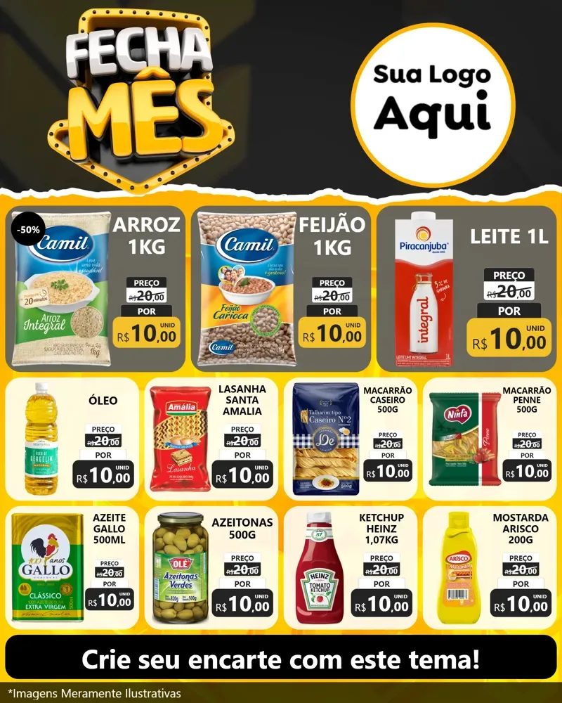 Modelo de Rede Social para Feed Instagram com o tema Fecha Mês para Supermercado