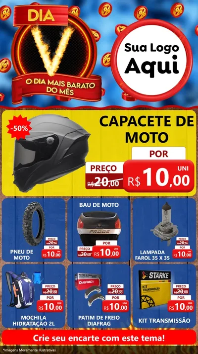 Modelo de Rede Social para Stories com o tema Dia V - O Dia Mais Barato Do Mês para Moto peças