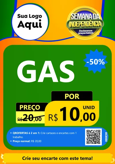 Modelo de Cartaz para Cartaz A4 Vertical com o tema Semana da Independência Declaramos Preços Baixos para Água e gás