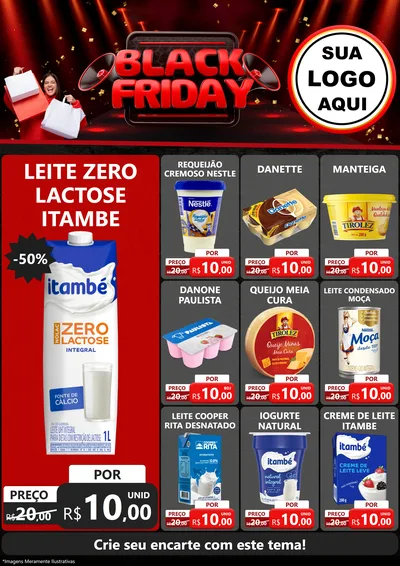 Modelo de Encarte para Encarte A4 Vertical com o tema Black Friday para Frios e Laticínios