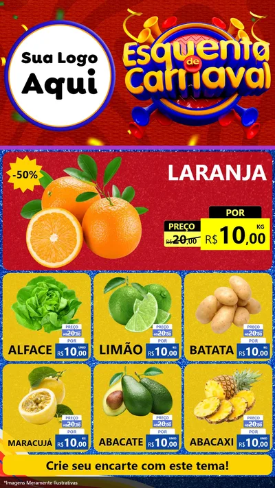 Modelo de Rede Social para Stories com o tema Esquenta de Carnaval para Hortifrúti
