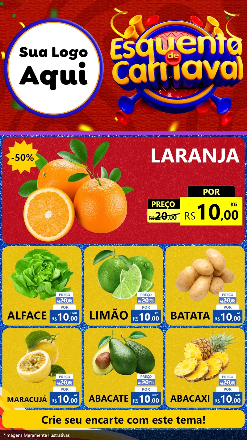 Modelo de Rede Social para Stories com o tema Esquenta de Carnaval para Hortifrúti