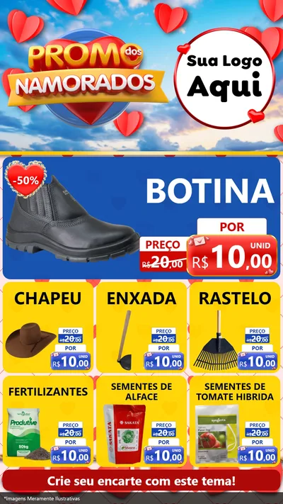 Modelo de Rede Social para Stories com o tema Promo dos Namorados para Agropecuária