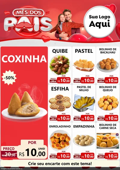 Modelo de Encarte para Encarte A4 Vertical com o tema Mês dos Pais para Salgadaria