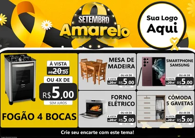 Modelo de Encarte para Encarte A4 Horizontal com o tema Setembro Amarelo para Móveis e Eletro