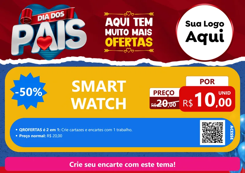Modelo de Cartaz para Cartaz A4 Horizontal com o tema Dia dos Pais para Informática