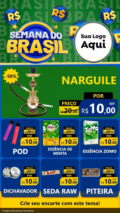 Modelo de Rede Social para Stories com o tema Semana Do Brasil para Tabacaria