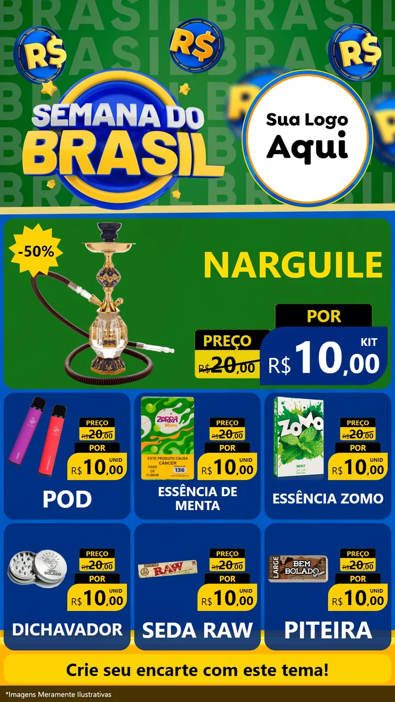 Modelo de Rede Social para Stories com o tema Semana Do Brasil para Tabacaria