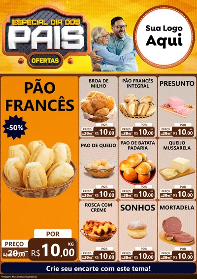 Modelo de Encarte para Encarte A4 Vertical com o tema Especial Dia dos Pais para Padaria