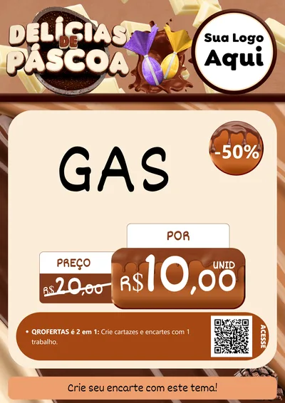 Modelo de Cartaz para Cartaz A4 Vertical com o tema Delícias de Páscoa para Água e gás