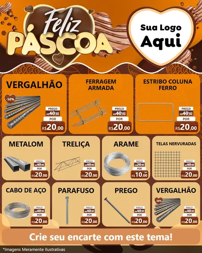Modelo de Rede Social para Feed Instagram com o tema Feliz Páscoa para Ferragens