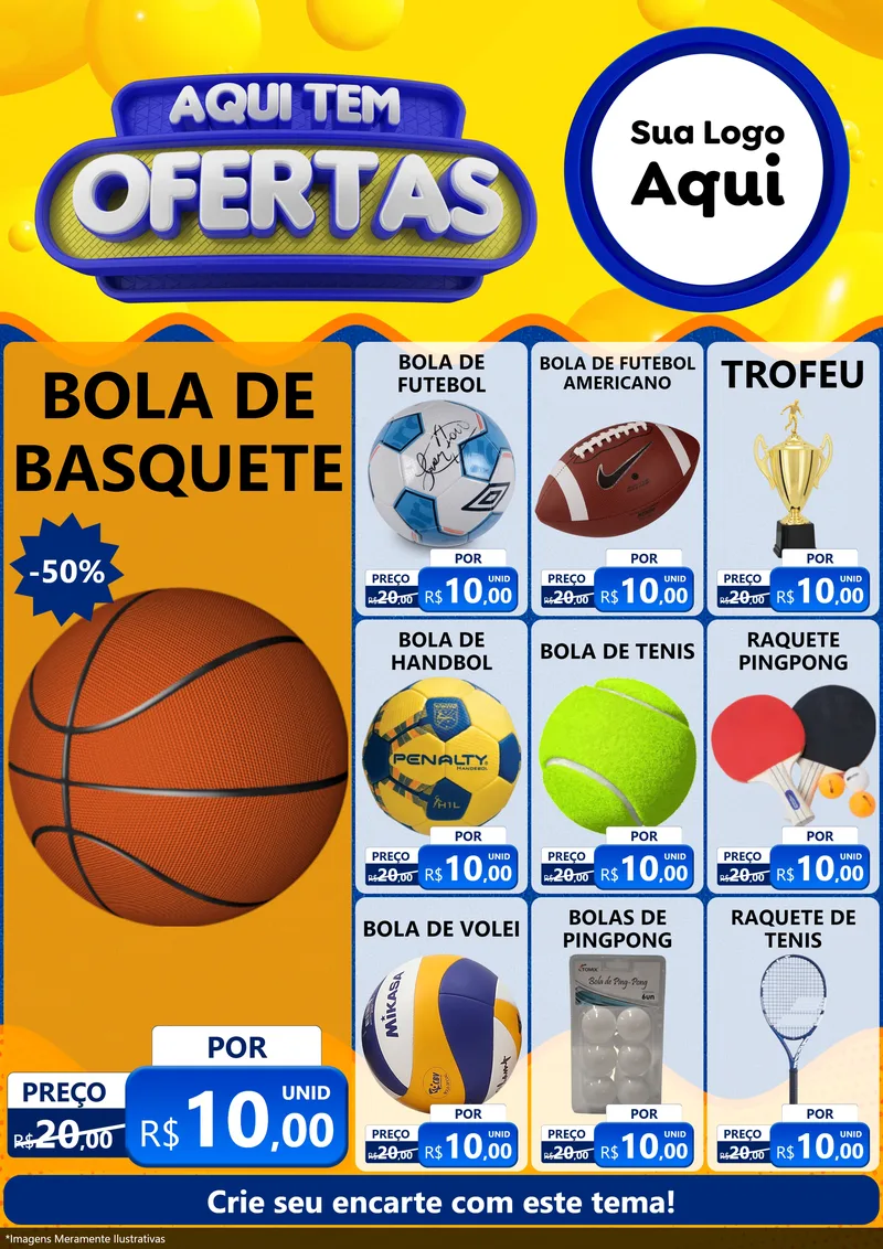 Modelo de Encarte para Encarte A4 Vertical com o tema Aqui Tem Ofertas para Artigos Esportivos