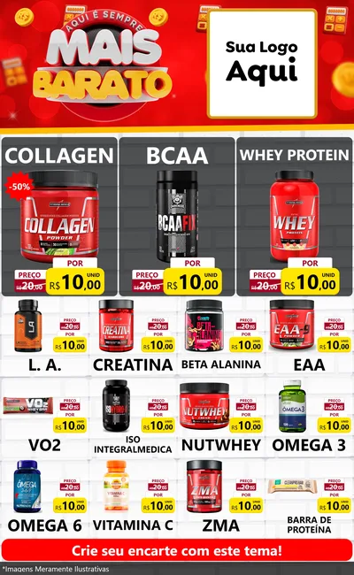 Modelo de Encarte para Encarte Grande com o tema Mais Barato para Suplementos alimentares