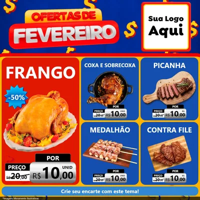 Modelo de Rede Social para Feed Facebook com o tema Ofertas de Fevereiro para Assados
