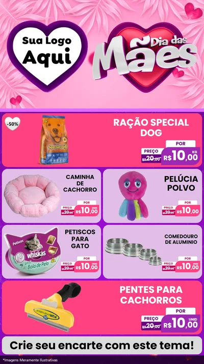 Modelo de TV para TV Vertical com o tema Dia das Mães para Pet Shop