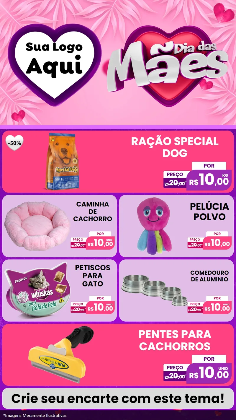 Modelo de TV para TV Vertical com o tema Dia das Mães para Pet Shop