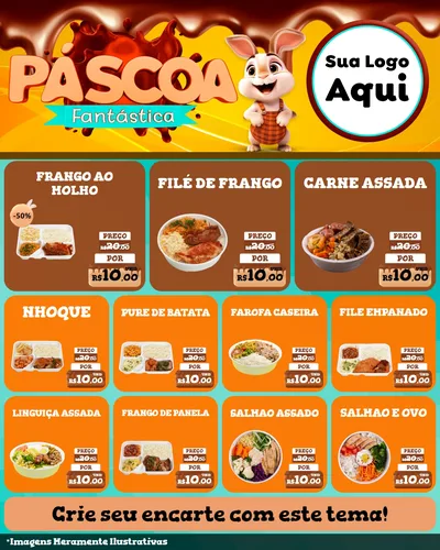 Modelo de Rede Social para Feed Instagram com o tema Páscoa Fantástica para Restaurante