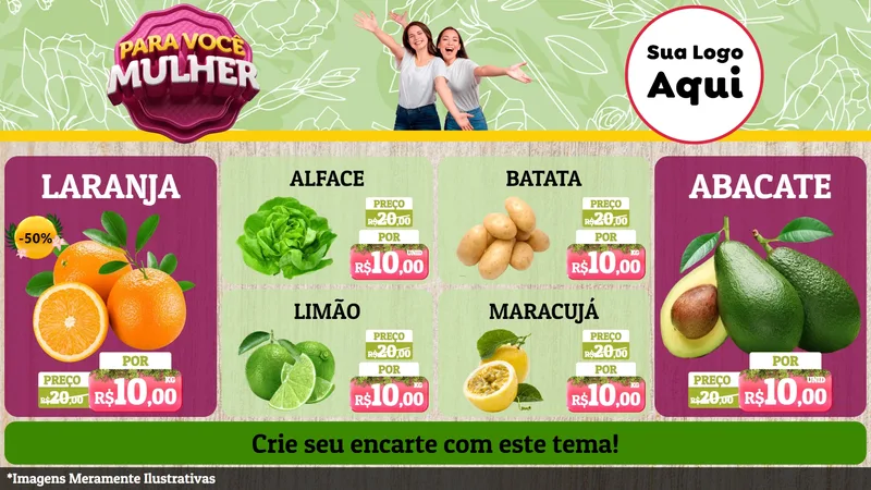 Modelo de TV para TV Horizontal com o tema Para Você Mulher para Hortifrúti