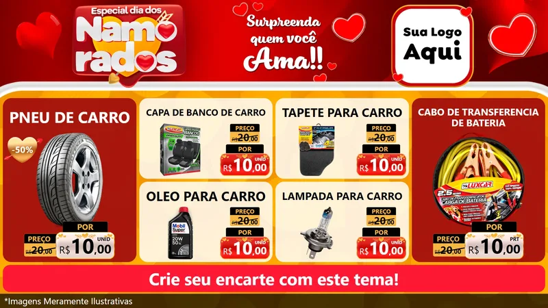 Modelo de TV para TV Horizontal com o tema Especial Dia dos Namorados para Auto peças