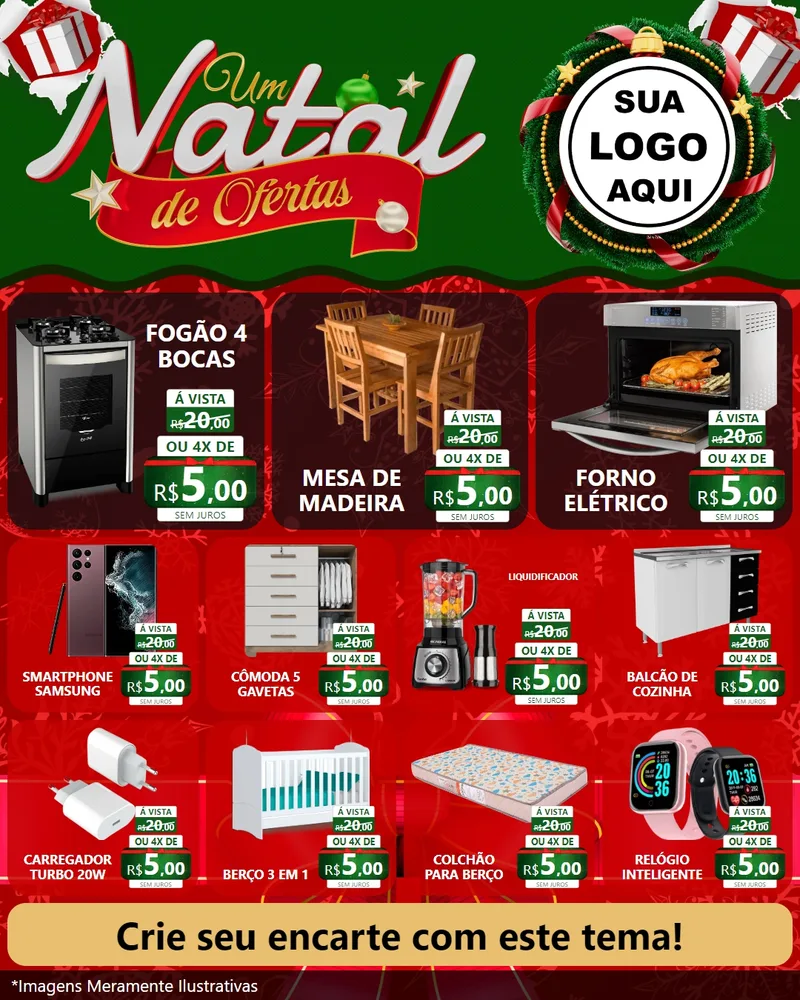 Modelo de Rede Social para Feed Instagram com o tema Um Natal de Ofertas para Móveis e Eletro